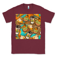 Burgundy autumn cupcakes seamless pattern Classic Tee - BundleAndBundleShop