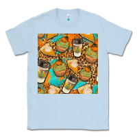 Dusty Blue autumn cupcakes seamless pattern Classic Tee - BundleAndBundleShop