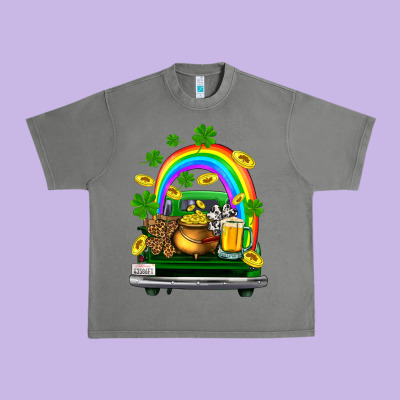 St Patricks Shamrock Gold Beer Truck Urban Heavy Tee Designed By Fadigitalartstudio