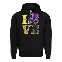Black mardi gras love mask Zipper Hoodie - BarkalooDesign