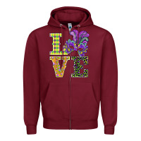 Burgundy mardi gras love mask Zipper Hoodie - BarkalooDesign