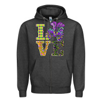 Charcoal Heather mardi gras love mask Zipper Hoodie - BarkalooDesign