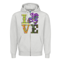 Dove Grey mardi gras love mask Zipper Hoodie - BarkalooDesign