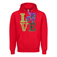 Red mardi gras love mask Zipper Hoodie - BarkalooDesign