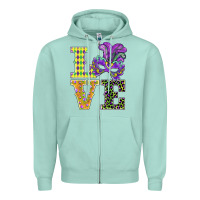 Seafoam mardi gras love mask Zipper Hoodie - BarkalooDesign