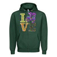 Sports Green mardi gras love mask Zipper Hoodie - BarkalooDesign