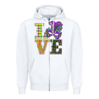 White mardi gras love mask Zipper Hoodie - BarkalooDesign