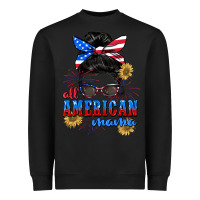 Black All American Mama 4th of July Heavyweight Sweatshirt - CowGirlArtShop