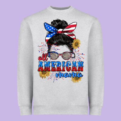 All American Mama 4th Of July Heavyweight Sweatshirt Designed By Cowgirlartshop