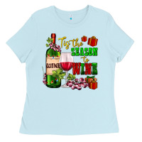 Baby Blue tis the season to wine Ladies Tee - AdoDesignShop