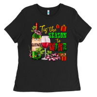 Black tis the season to wine Ladies Tee - AdoDesignShop