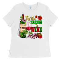 White tis the season to wine Ladies Tee - AdoDesignShop