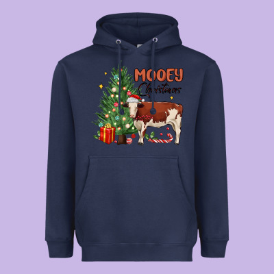 Mooey Christmas Heavyweight Hoodie Designed By Maliassmallbusiness