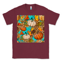 Burgundy fall pumpkin seamless pattern Classic Tee - BundleAndBundleShop