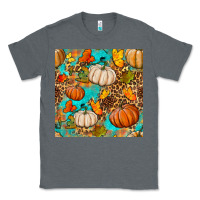 Charcoal Heather fall pumpkin seamless pattern Classic Tee - BundleAndBundleShop