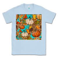 Dusty Blue fall pumpkin seamless pattern Classic Tee - BundleAndBundleShop