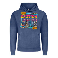 Vintage Denim caution i really don't care Vintage Hoodie - Zillion Design Studio
