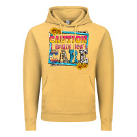 Vintage Mustard caution i really don't care Vintage Hoodie - Zillion Design Studio