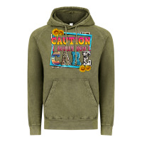 Vintage Olive caution i really don't care Vintage Hoodie - Zillion Design Studio