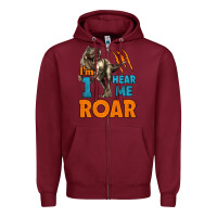 Burgundy i'm one hear me roar dinosaur birthday Zipper Hoodie - LillyAllenDesigns