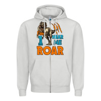 Dove Grey i'm one hear me roar dinosaur birthday Zipper Hoodie - LillyAllenDesigns