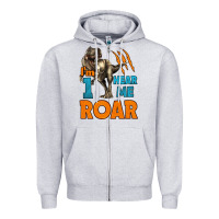 Heather Grey i'm one hear me roar dinosaur birthday Zipper Hoodie - LillyAllenDesigns