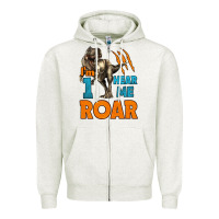 Oatmeal Heather i'm one hear me roar dinosaur birthday Zipper Hoodie - LillyAllenDesigns