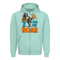 Seafoam i'm one hear me roar dinosaur birthday Zipper Hoodie - LillyAllenDesigns