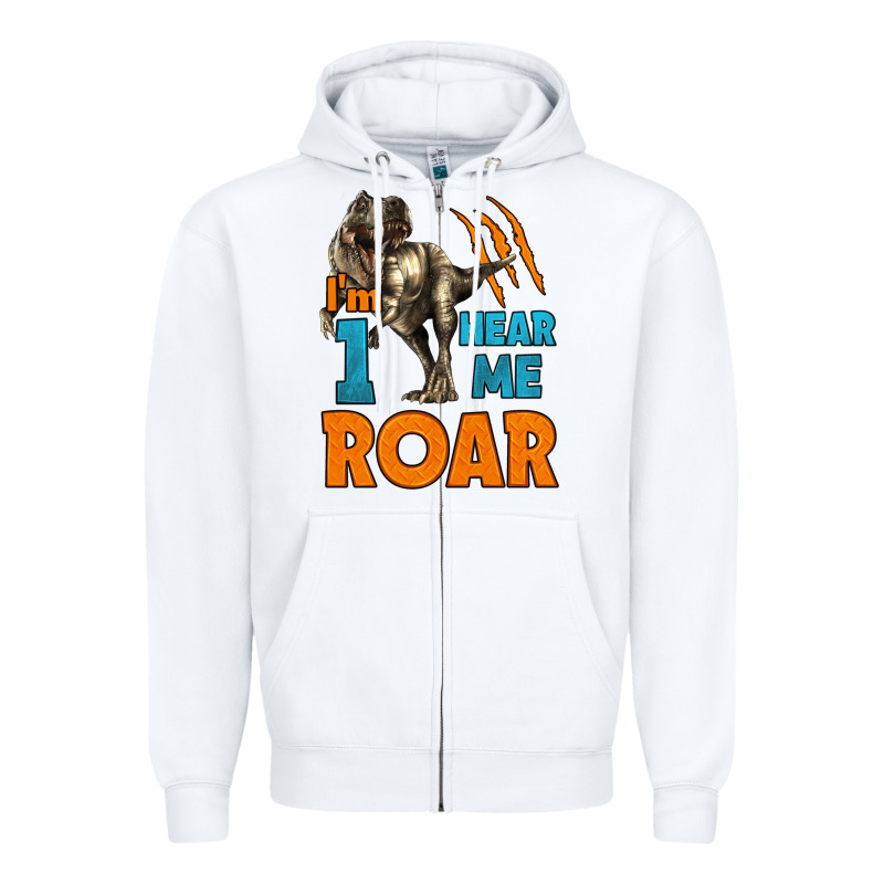 I'm One Hear Me Roar Dinosaur Birthday Zipper Hoodie by LillyAllenDesigns | Teevron