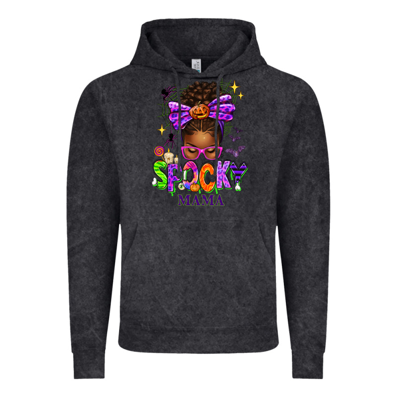 Halloween Afro Messy Bun Spooky Mama Vintage Hoodie by texasbilliewilder | Teevron