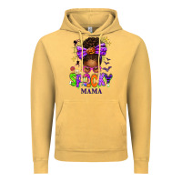 Vintage Mustard Halloween Afro Messy Bun Spooky Mama Vintage Hoodie - texasbilliewilder