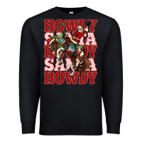 Black howdy santa cowboy christmas Premium Sweatshirt - MaliasSmallBusiness