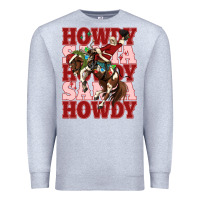 Heather Grey howdy santa cowboy christmas Premium Sweatshirt - MaliasSmallBusiness