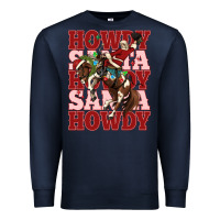 Navy howdy santa cowboy christmas Premium Sweatshirt - MaliasSmallBusiness