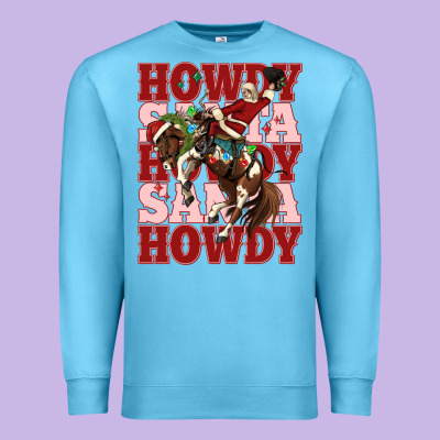 Howdy Santa Cowboy Christmas Premium Sweatshirt Designed By Maliassmallbusiness