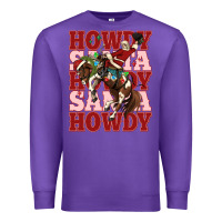 Purple howdy santa cowboy christmas Premium Sweatshirt - MaliasSmallBusiness