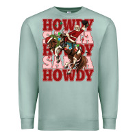 Seafoam howdy santa cowboy christmas Premium Sweatshirt - MaliasSmallBusiness