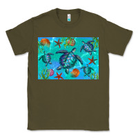 Army Green Turtle Seashells Starfish Classic Tee - Artiststas