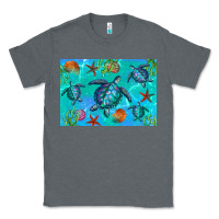 Charcoal Heather Turtle Seashells Starfish Classic Tee - Artiststas