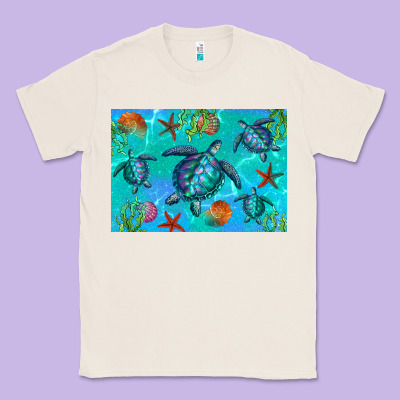 Turtle Seashells Starfish Classic Tee Designed By Artiststas