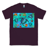 Plum Turtle Seashells Starfish Classic Tee - Artiststas