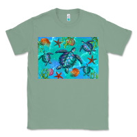 Sage Turtle Seashells Starfish Classic Tee - Artiststas