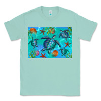Seafoam Turtle Seashells Starfish Classic Tee - Artiststas