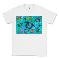 White Turtle Seashells Starfish Classic Tee - Artiststas
