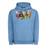 Pigment Pebble Blue Halloween Coffee Cups Urban Hoodie - texasbilliewilder