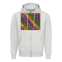 Dove Grey mardi gras leopard glitter bead Zipper Hoodie - BarkalooDesign