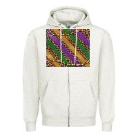 Oatmeal Heather mardi gras leopard glitter bead Zipper Hoodie - BarkalooDesign