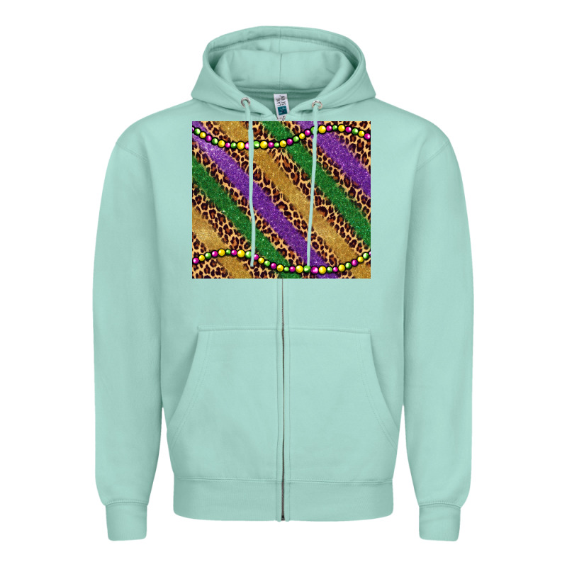 Mardi Gras Leopard Glitter Bead Zipper Hoodie by BarkalooDesign | Teevron