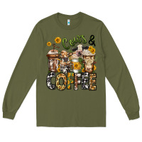 Army Green cows and coffee cups Long Sleeve Tee - Jasminsmagicworld