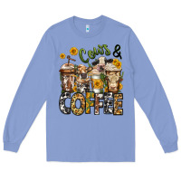 Colony Blue cows and coffee cups Long Sleeve Tee - Jasminsmagicworld